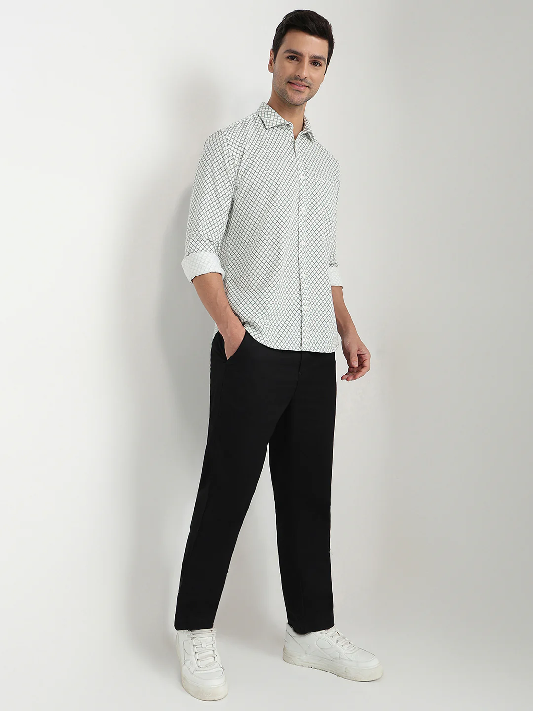 Park Avenue Men Green Printed Slim Fit Cotton Full Sleeve Casual Shirt - Image 5