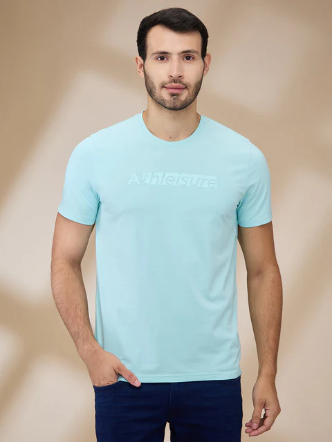 Park Avenue Men Green Printed Slim Fit Cotton T-Shirt