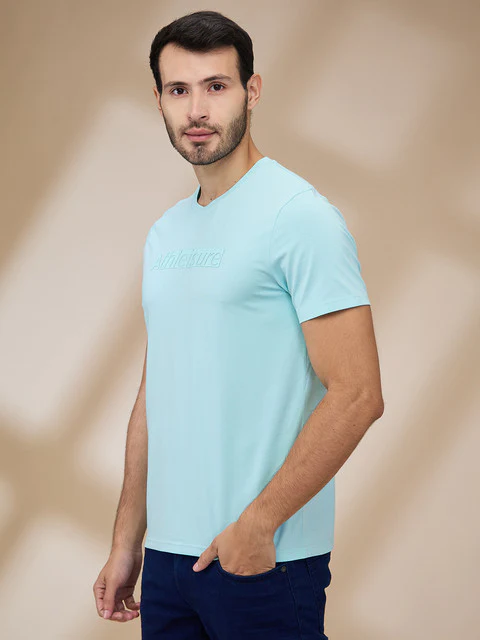 Park Avenue Men Green Printed Slim Fit Cotton T-Shirt - Image 3
