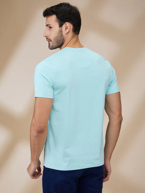 Park Avenue Men Green Printed Slim Fit Cotton T-Shirt - Image 4