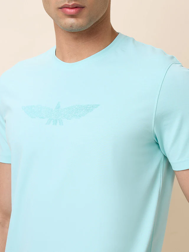 Park Avenue Men Green Printed Slim Fit Cotton T-Shirt - Image 5