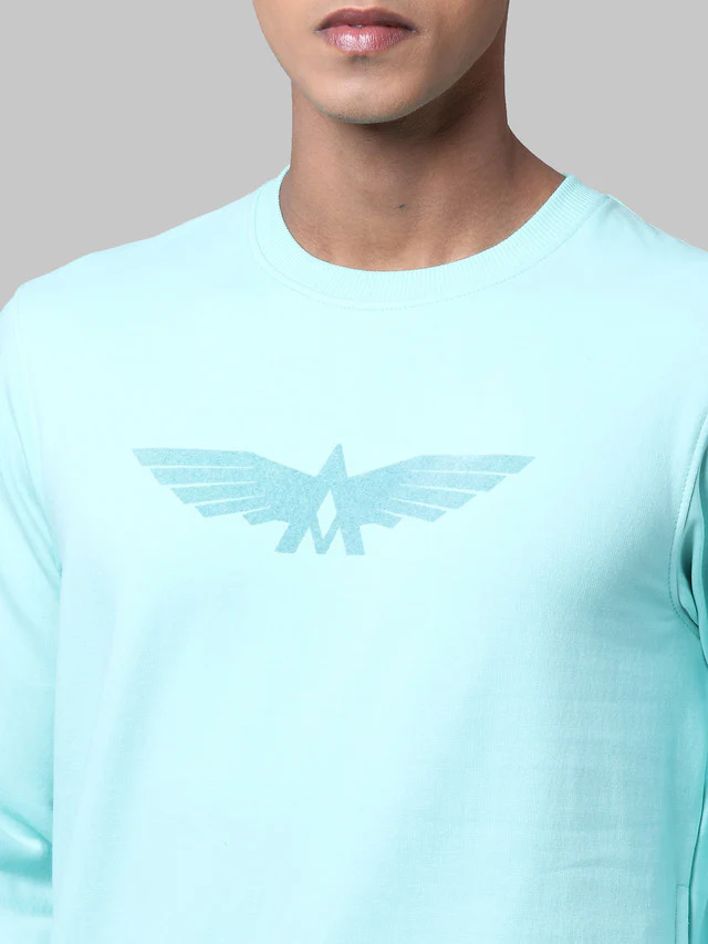 Park Avenue Men Green Printed Slim Fit Full Sleeve Round Neck Sweatshirt - Image 6