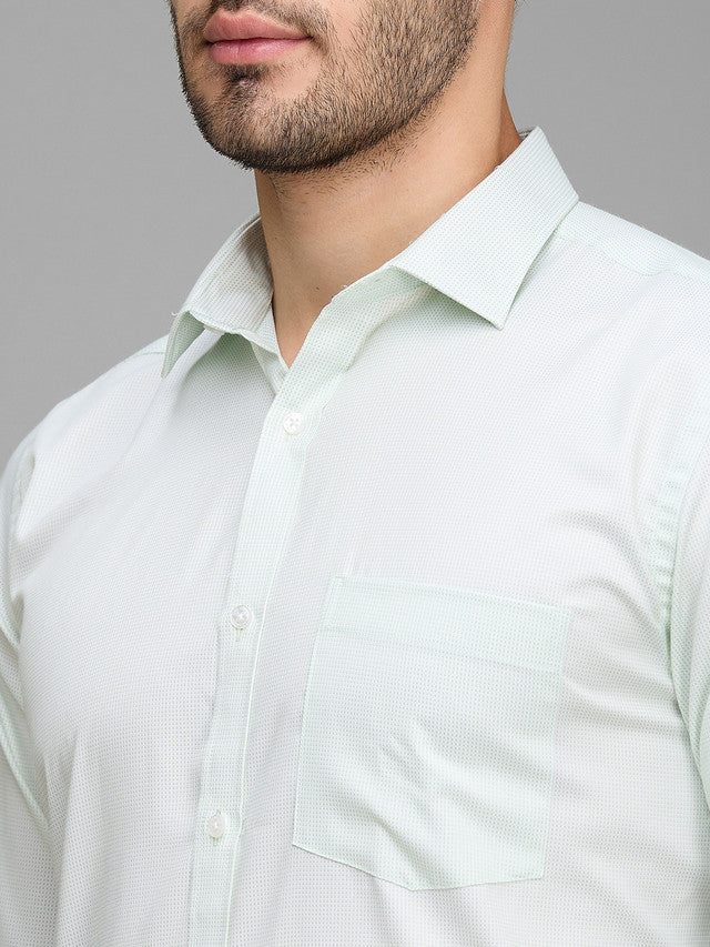 Park Avenue Men Green Self Design Slim Fit Full Sleeve Semi Cut Away Collar Shirt - Image 6