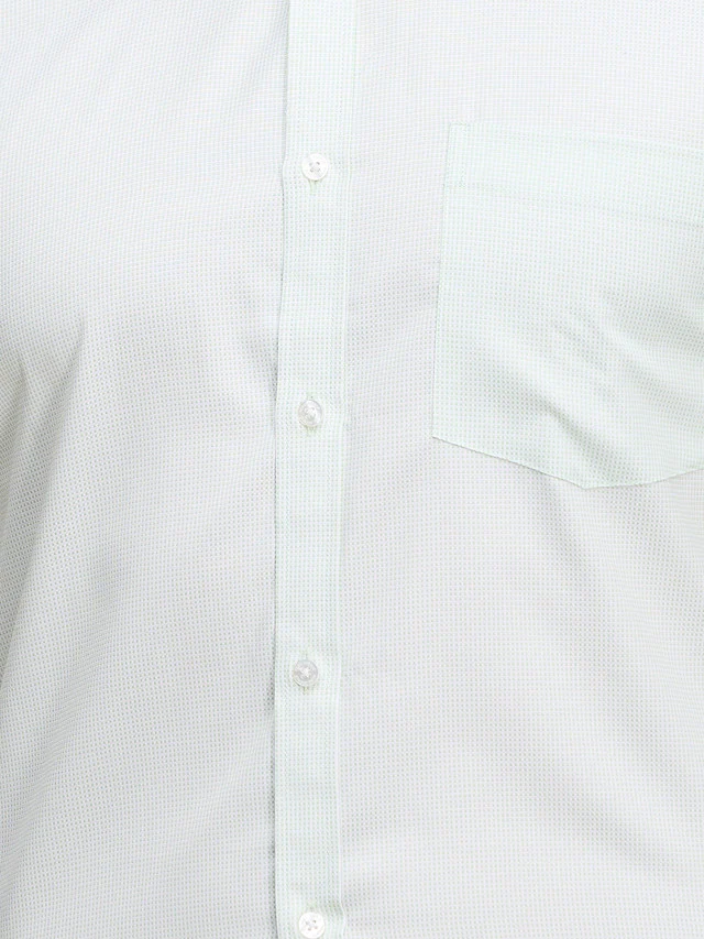 Park Avenue Men Green Self Design Slim Fit Full Sleeve Semi Cut Away Collar Shirt - Image 7