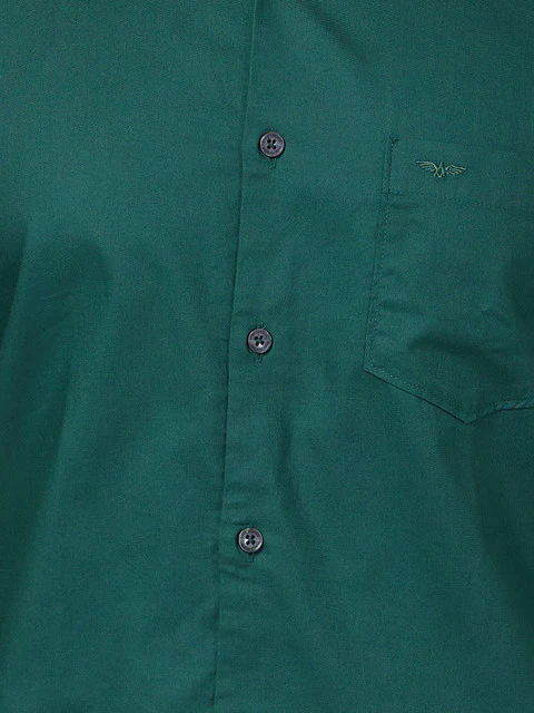 Park Avenue Men Green Slim Fit Solid Shirt - Image 7