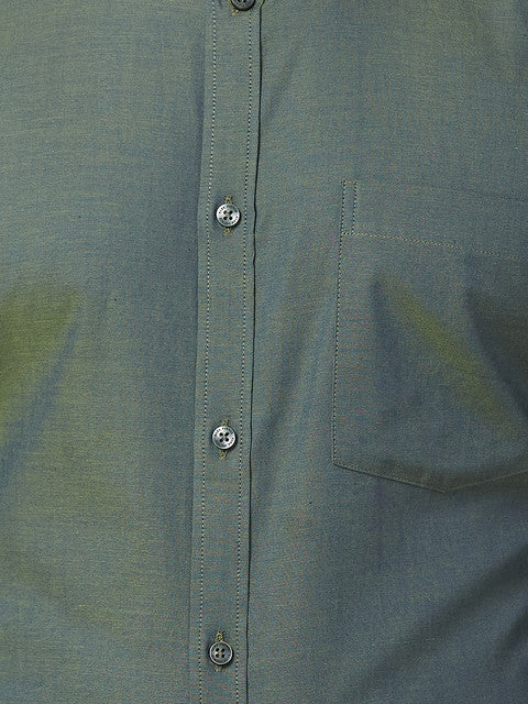 Park Avenue Men Green Slim Fit Solid Shirt - Image 7
