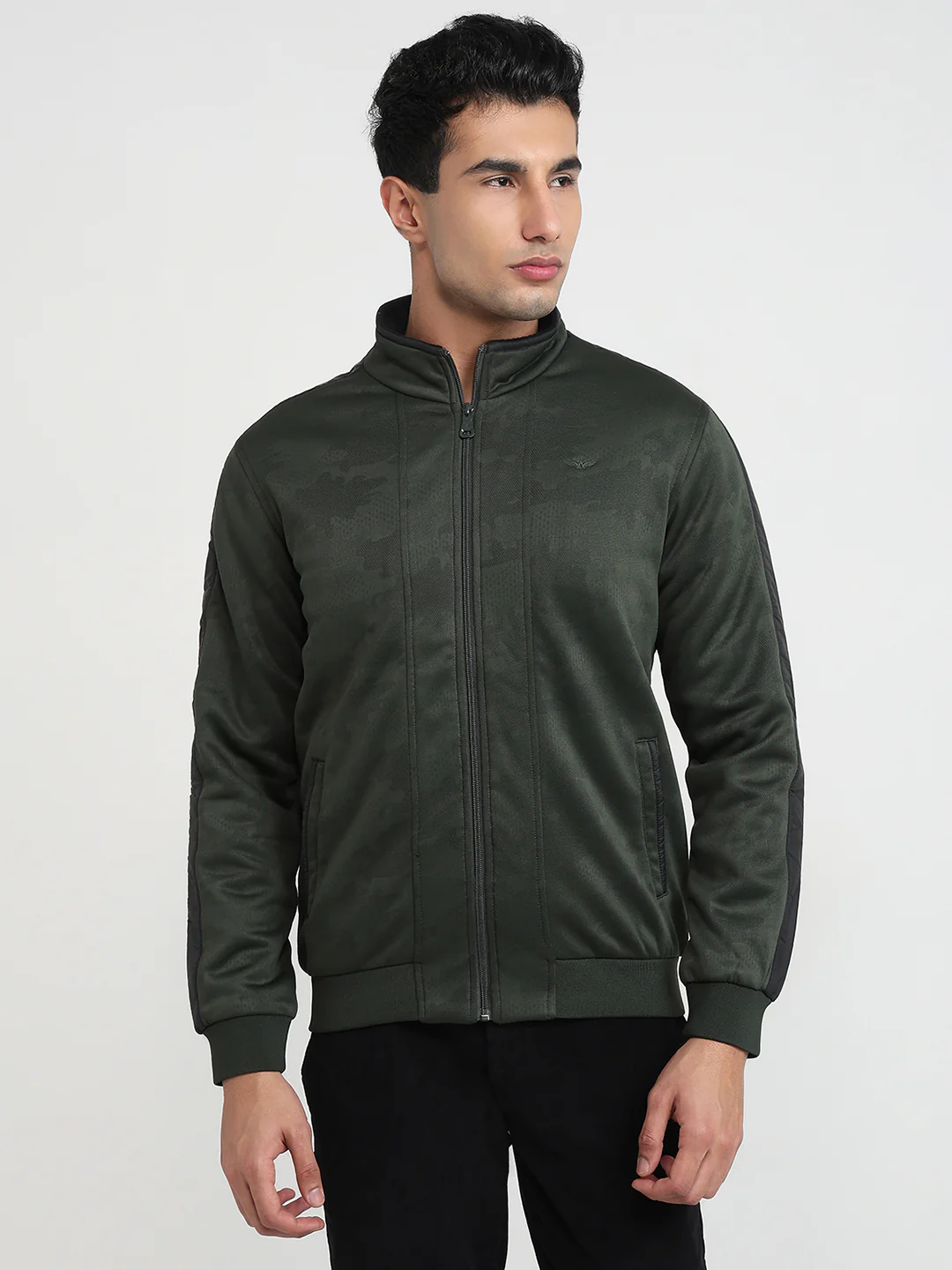 Park Avenue Men Green Solid Polyester Jacket