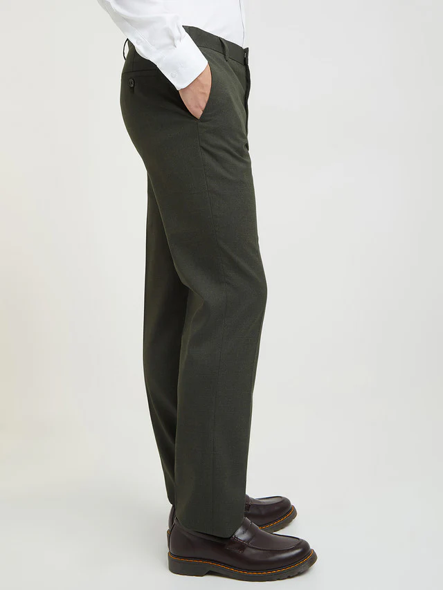 Park Avenue Men Green Solid Regular Fit Polyester Blend Trouser - Image 2