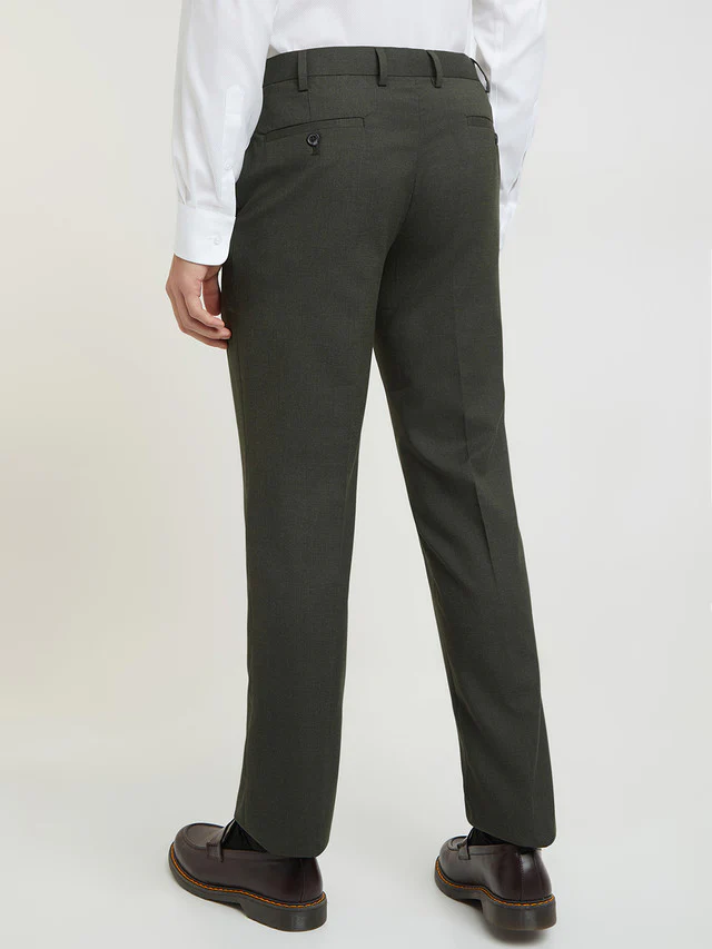 Park Avenue Men Green Solid Regular Fit Polyester Blend Trouser - Image 4