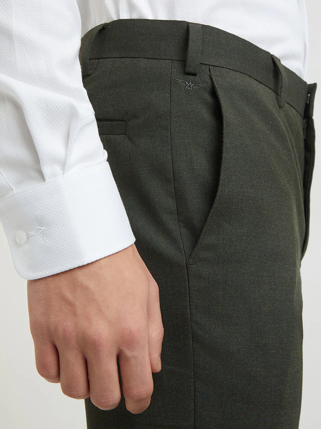 Park Avenue Men Green Solid Regular Fit Polyester Blend Trouser - Image 6