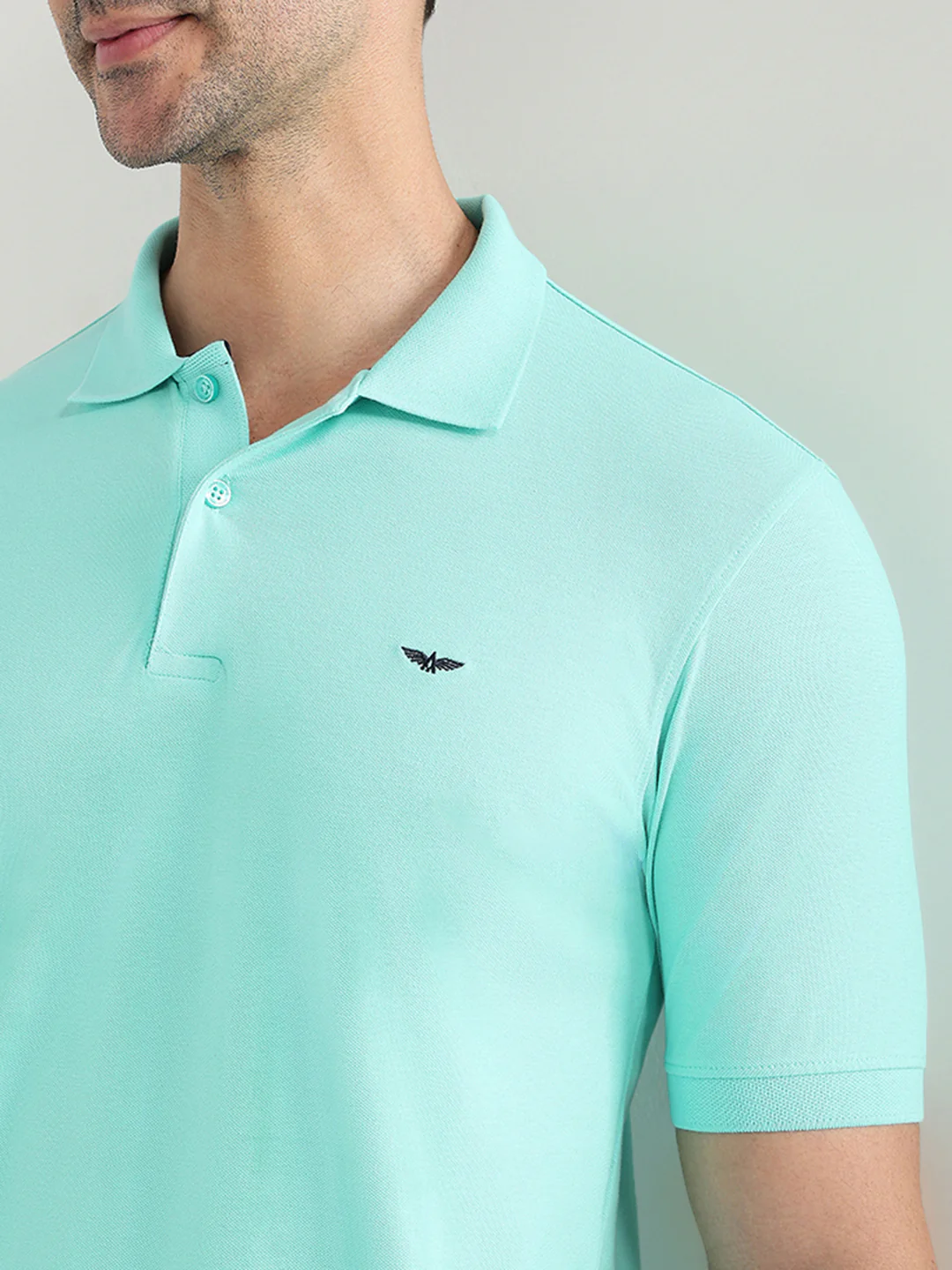 Park Avenue Men Green Solid Slim Fit Cotton Blend Half Sleeve T-Shirt - Image 6