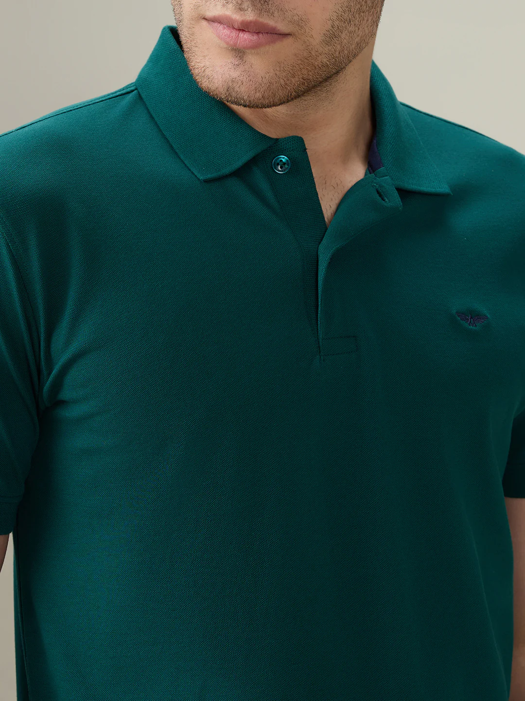 Park Avenue Men Green Solid Slim Fit Cotton Blend Half Sleeve T-Shirt - Image 6
