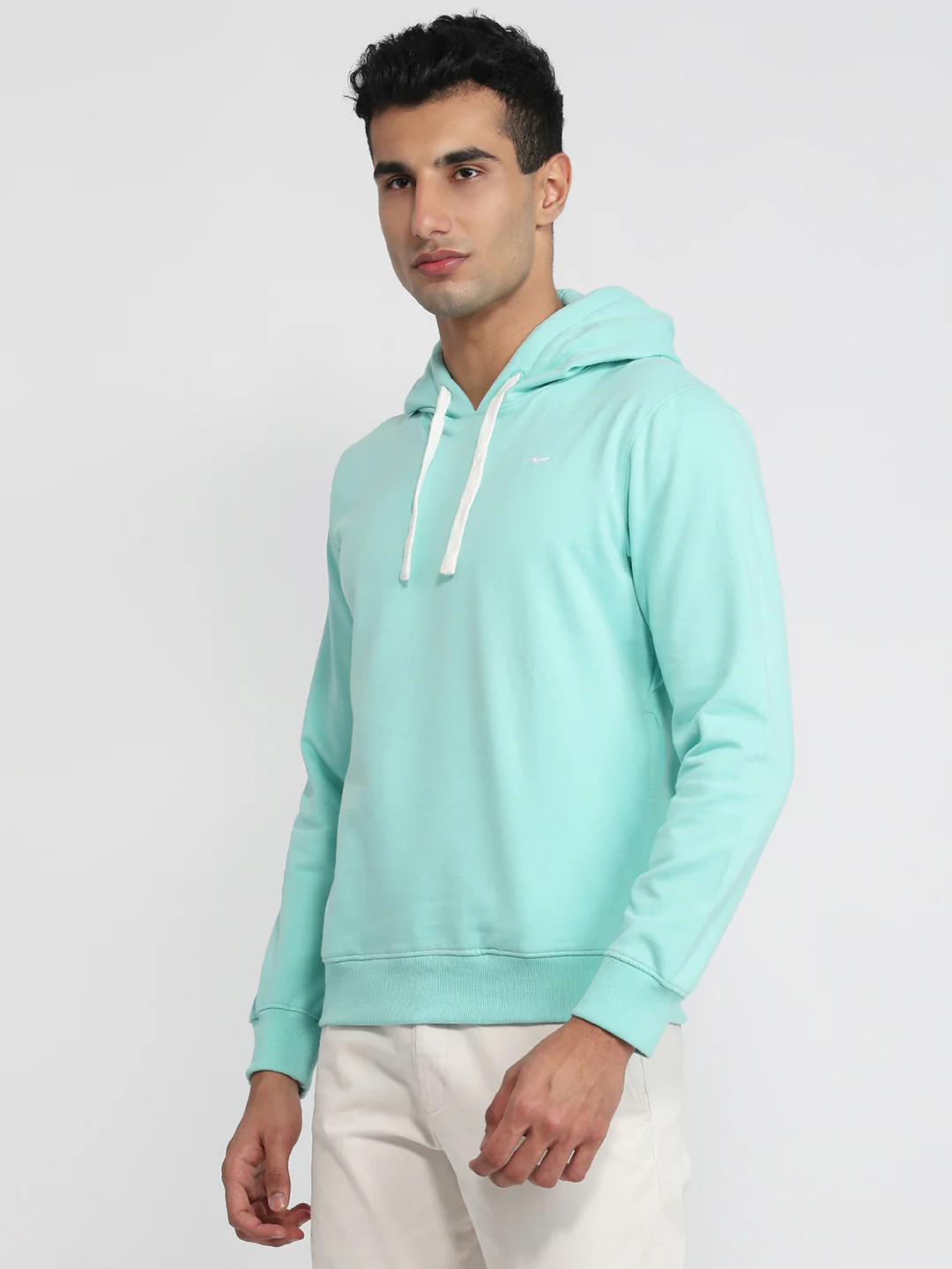 Park Avenue Men Green Solid Slim Fit Cotton Blend Sweatshirt - Image 2