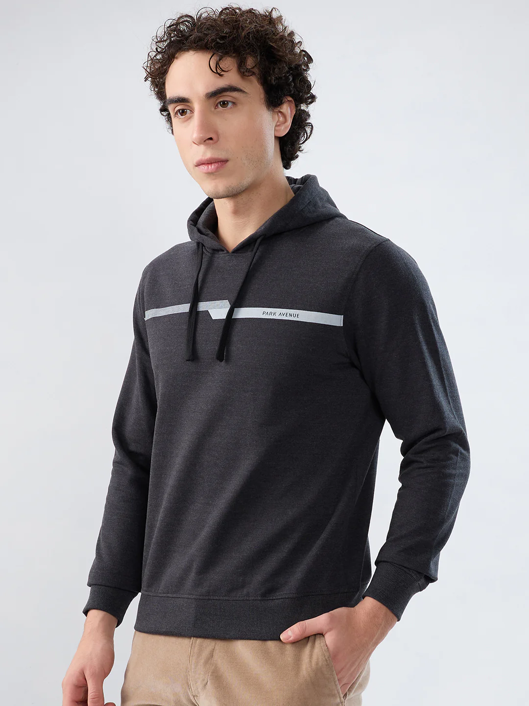 Park Avenue Men Green Solid Slim Fit Cotton Blend Sweatshirt - Image 3