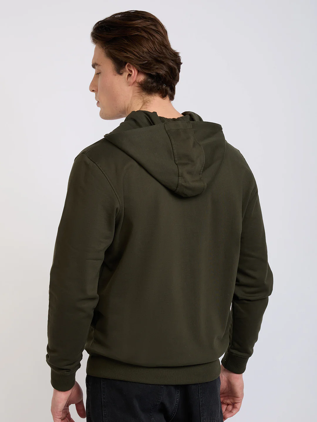 Park Avenue Men Green Solid Slim Fit Cotton Blend Sweatshirt - Image 4