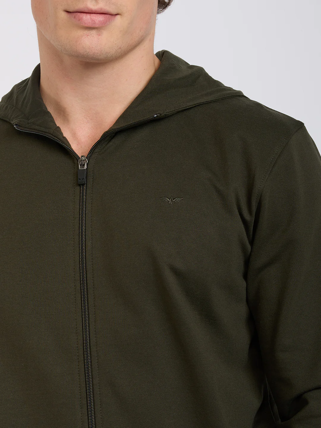 Park Avenue Men Green Solid Slim Fit Cotton Blend Sweatshirt - Image 6