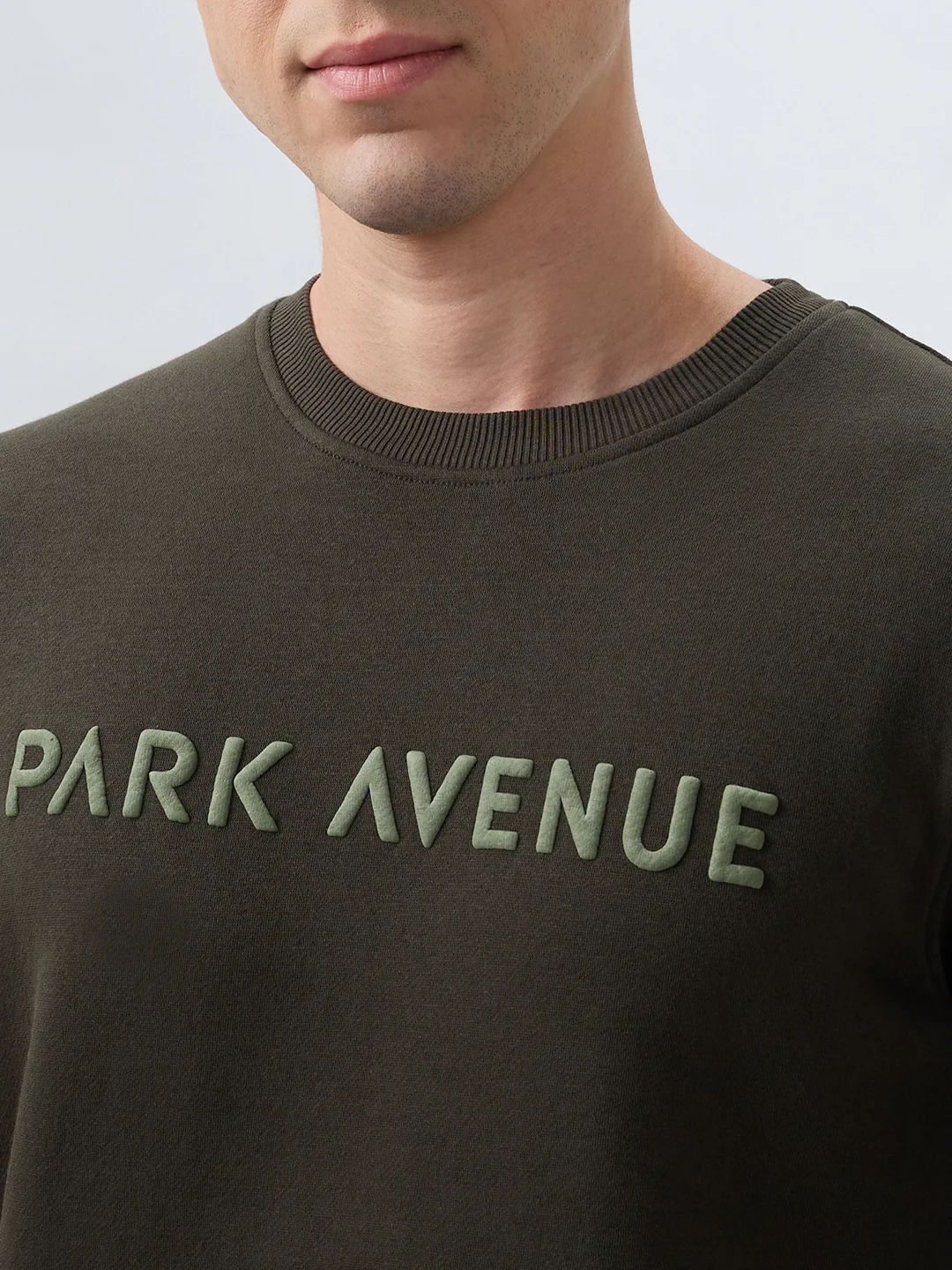 Park Avenue Men Green Solid Slim Fit Cotton Blend Sweatshirt - Image 6