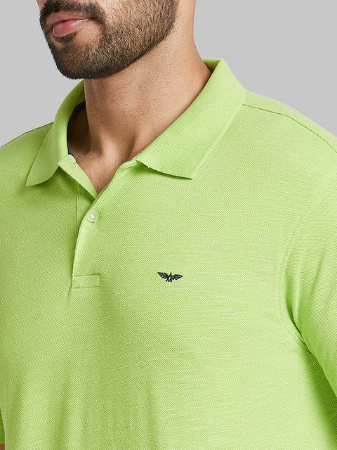 Park Avenue Men Green Solid Slim Fit Cotton Blend T-Shirt - Image 7