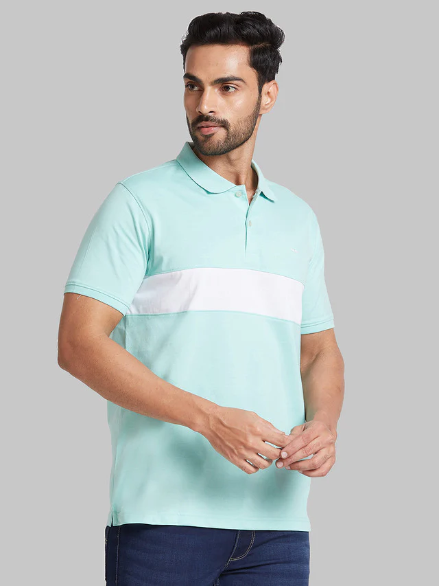Park Avenue Men Green Solid Slim Fit Cotton Blend T-Shirt - Image 2