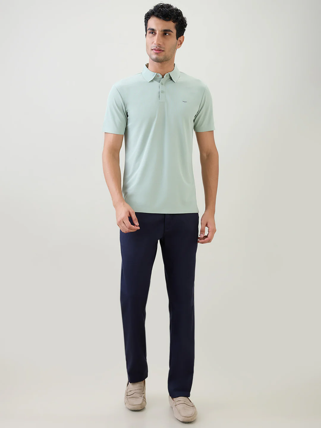 Park Avenue Men Green Solid Slim Fit Polyester Half Sleeve T-Shirt - Image 5