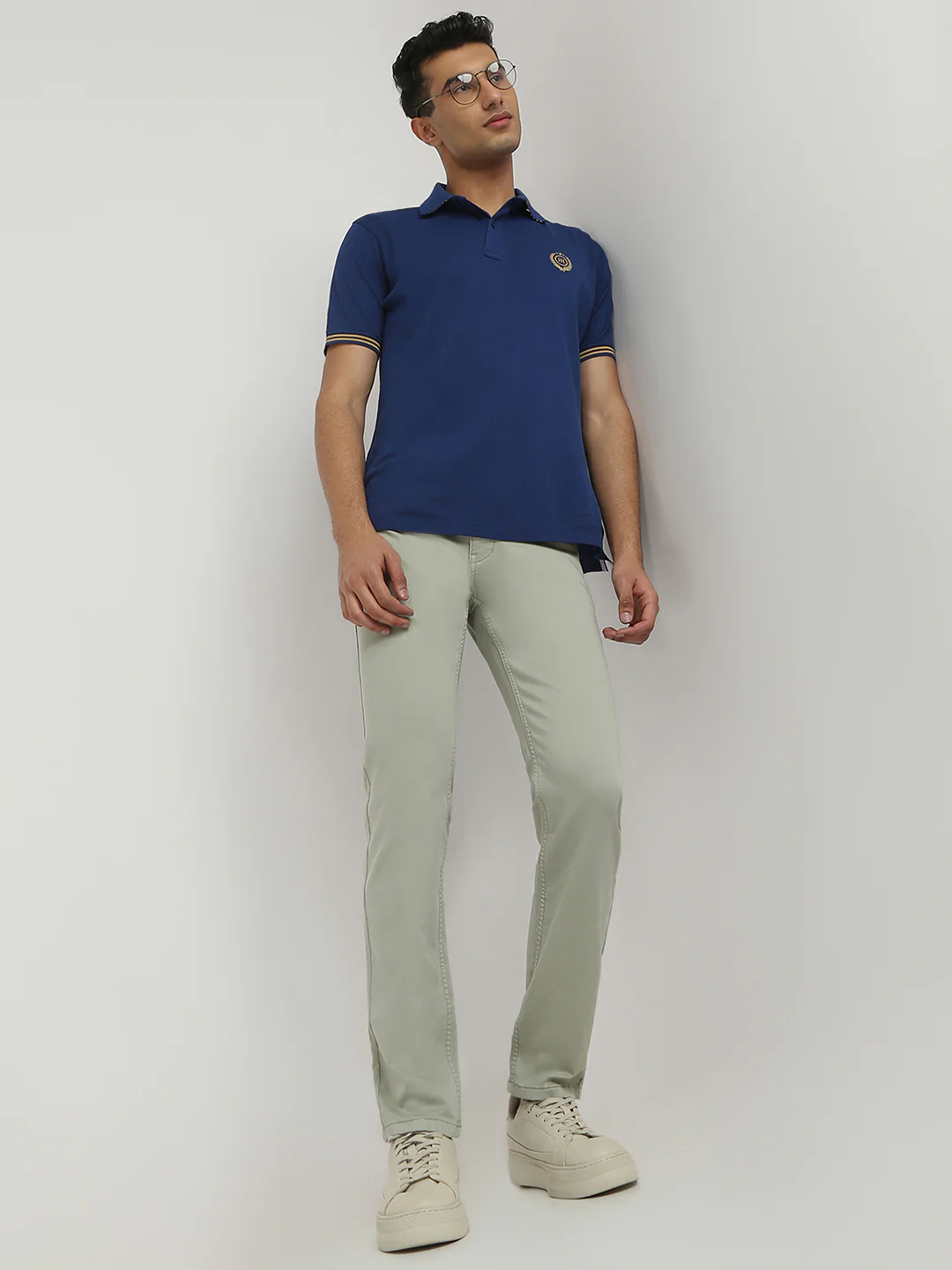 Park Avenue Men Green Solid Super Slim Fit Cotton Blend Jeans - Image 5