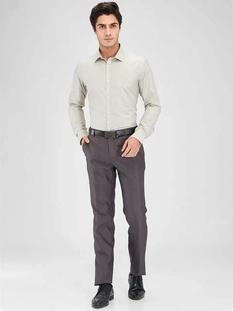 Park Avenue Men Green Stripe Slim Fit Cotton Blend Shirt - Image 5
