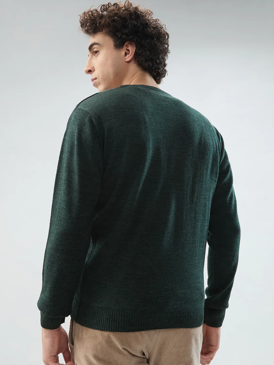 Park Avenue Men Green Structure Regular Fit Acrylic Sweatshirt - Image 4