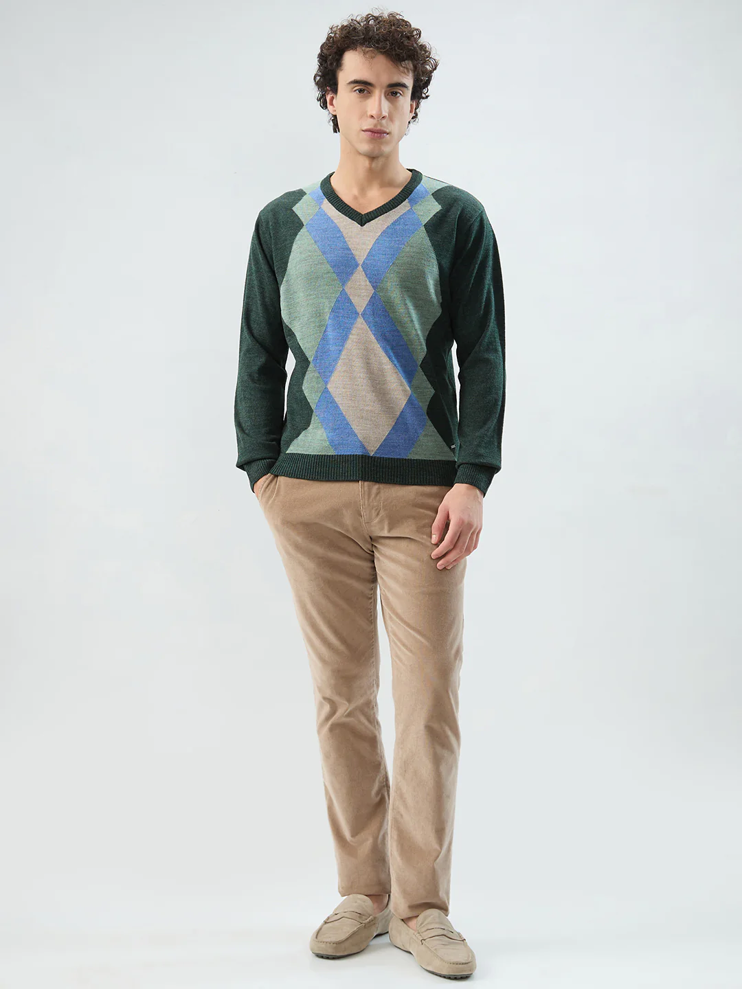 Park Avenue Men Green Structure Regular Fit Acrylic Sweatshirt - Image 5