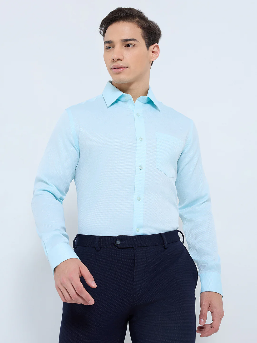 Park Avenue Men Green Structure Regular Fit Cotton Shirt