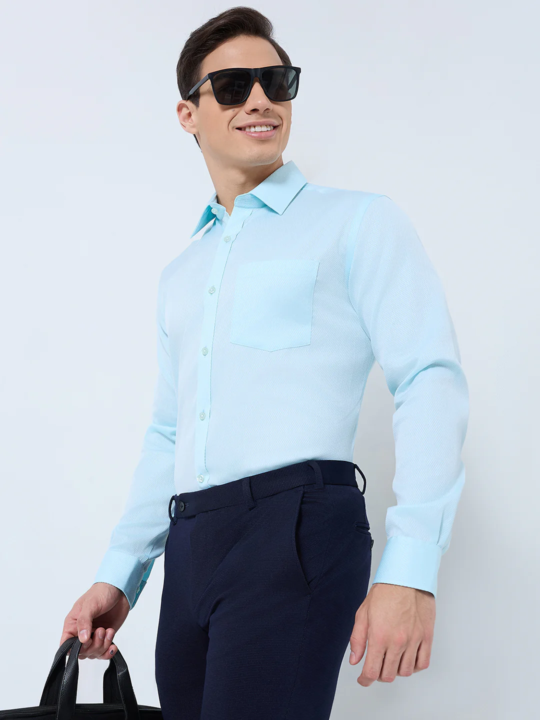 Park Avenue Men Green Structure Regular Fit Cotton Shirt - Image 6