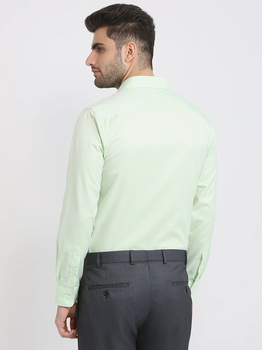 Park Avenue Men Green Structure Slim Fit Cotton Blend Formal Shirt - Image 4