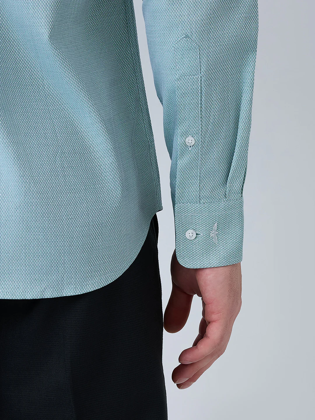 Park Avenue Men Green Structure Slim Fit Cotton Blend Shirt - Image 8
