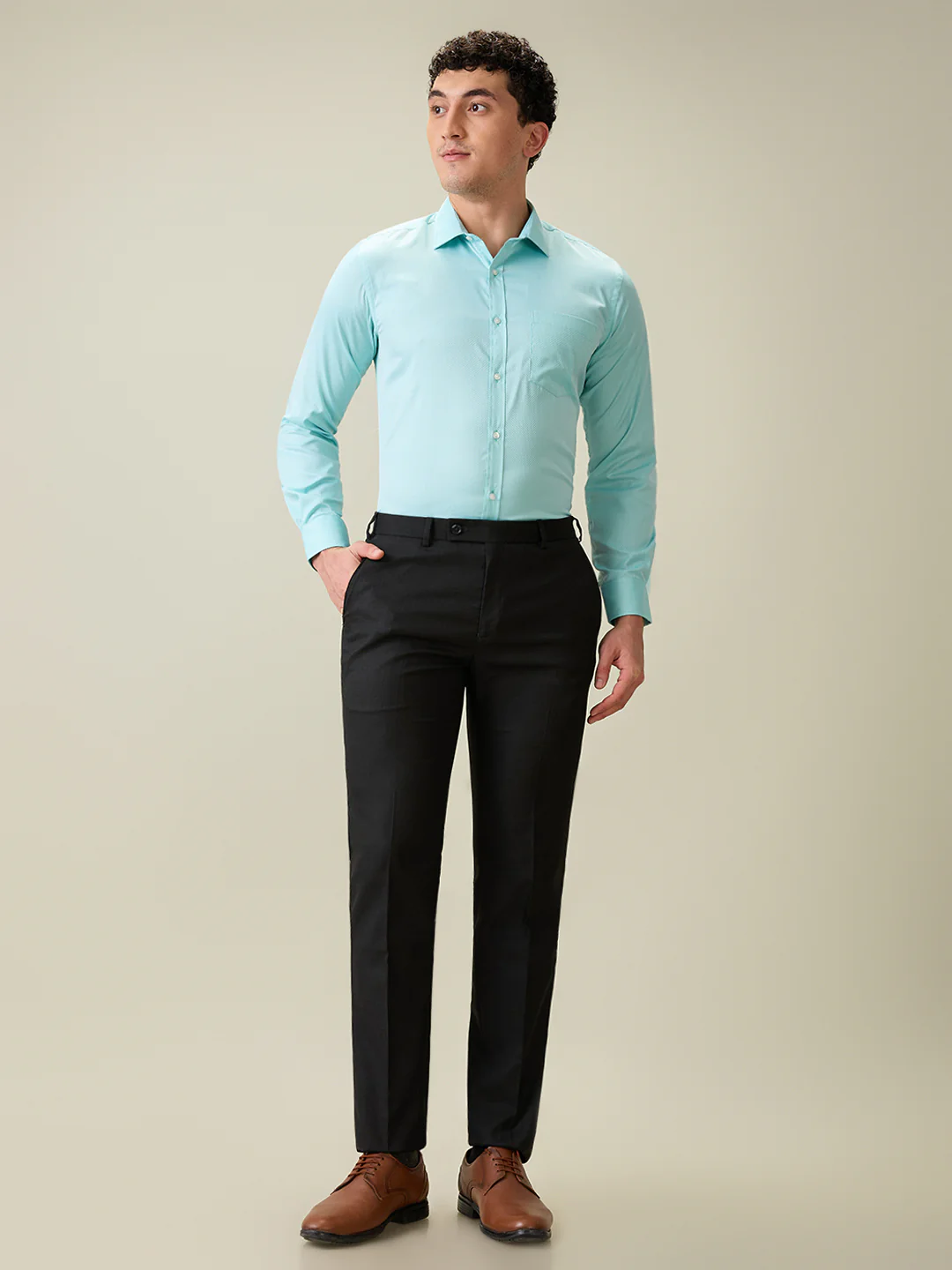 Park Avenue Men Green Structure Slim Fit Cotton Blend Shirt - Image 5