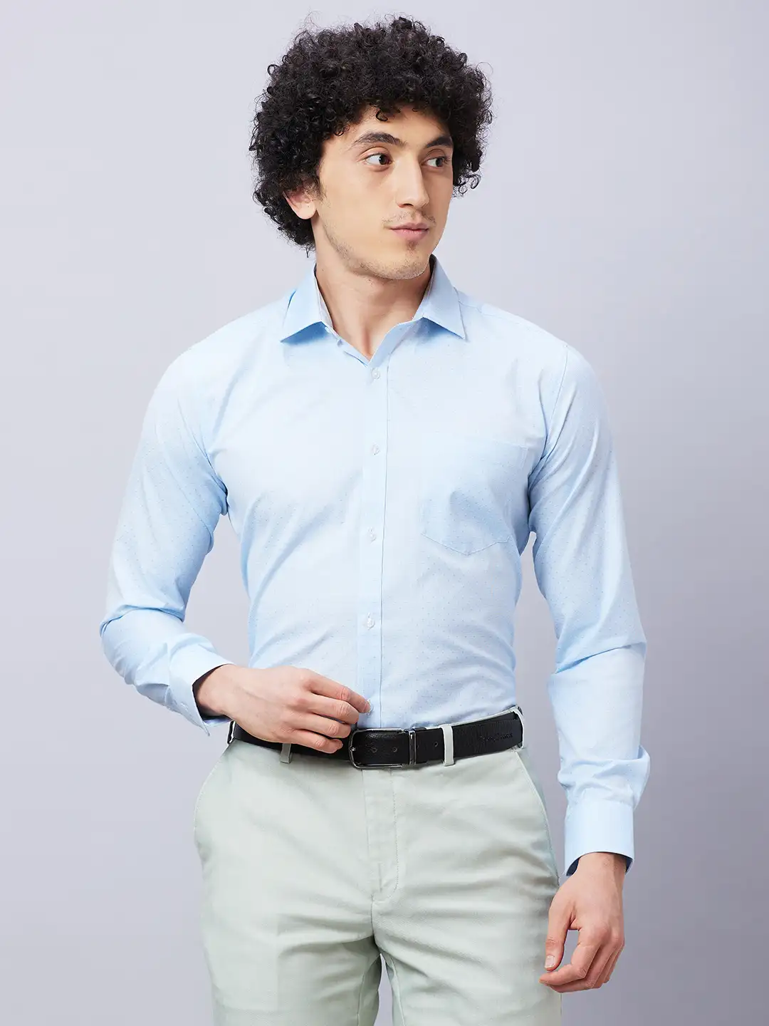 Park Avenue Men Green Structure Slim Fit Cotton Blend Shirts