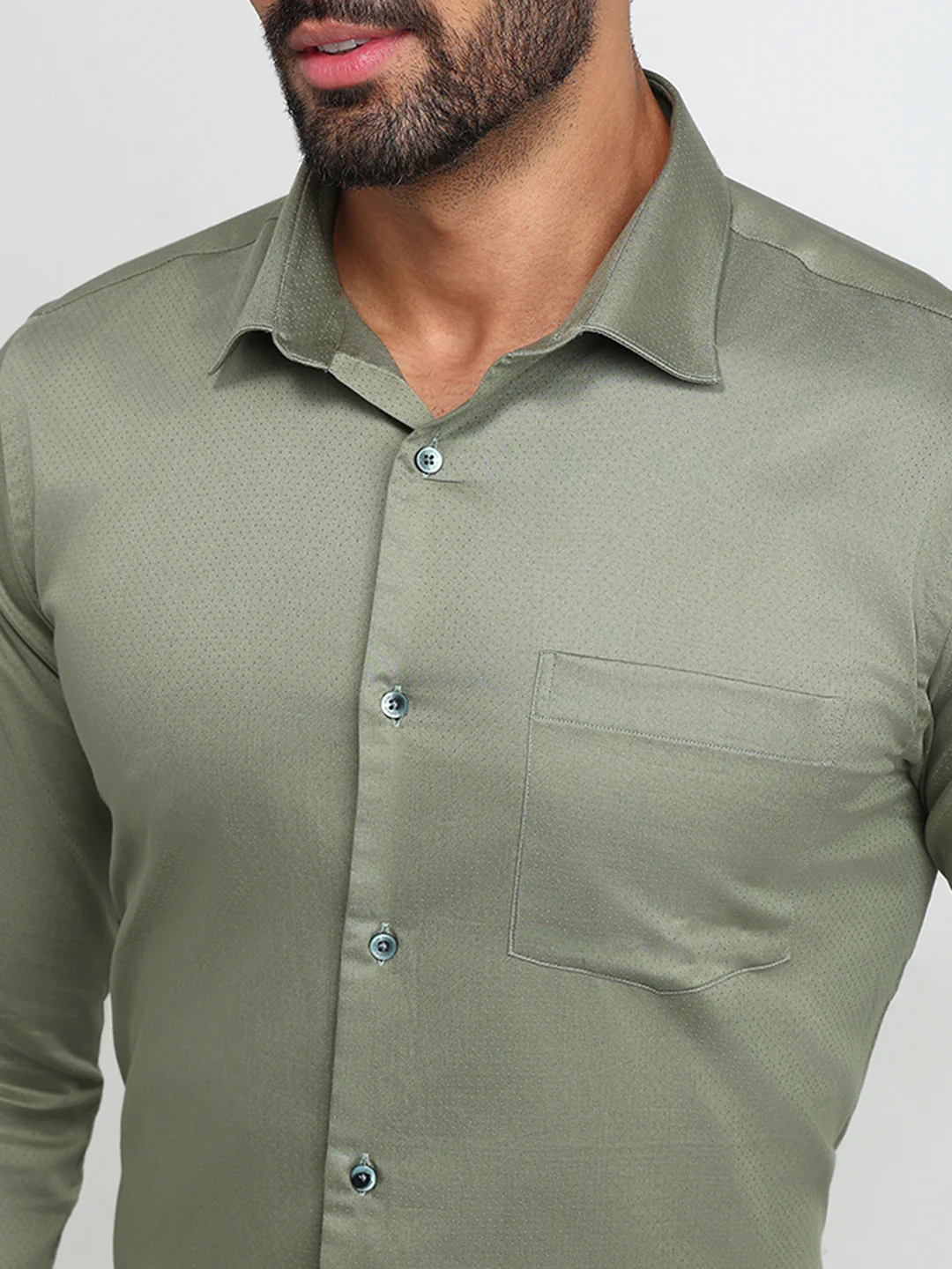 Park Avenue Men Green Structure Slim Fit Cotton Formal Shirt - Image 6