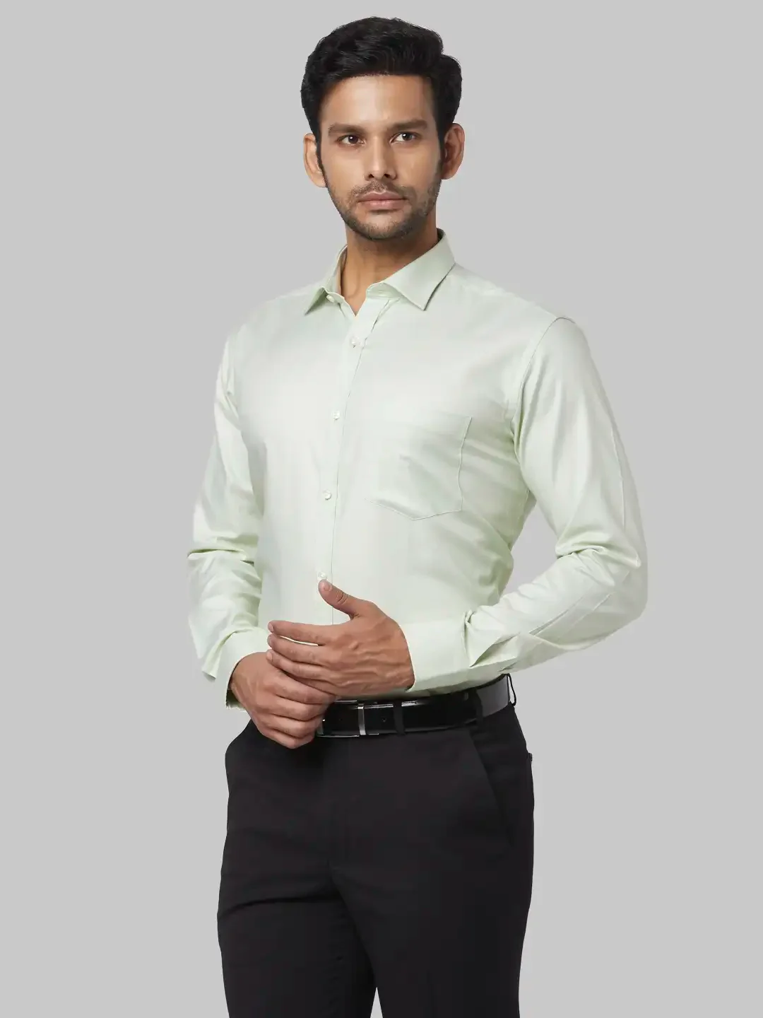 Park Avenue Men Green Structure Slim Fit Cotton Shirt - Image 3