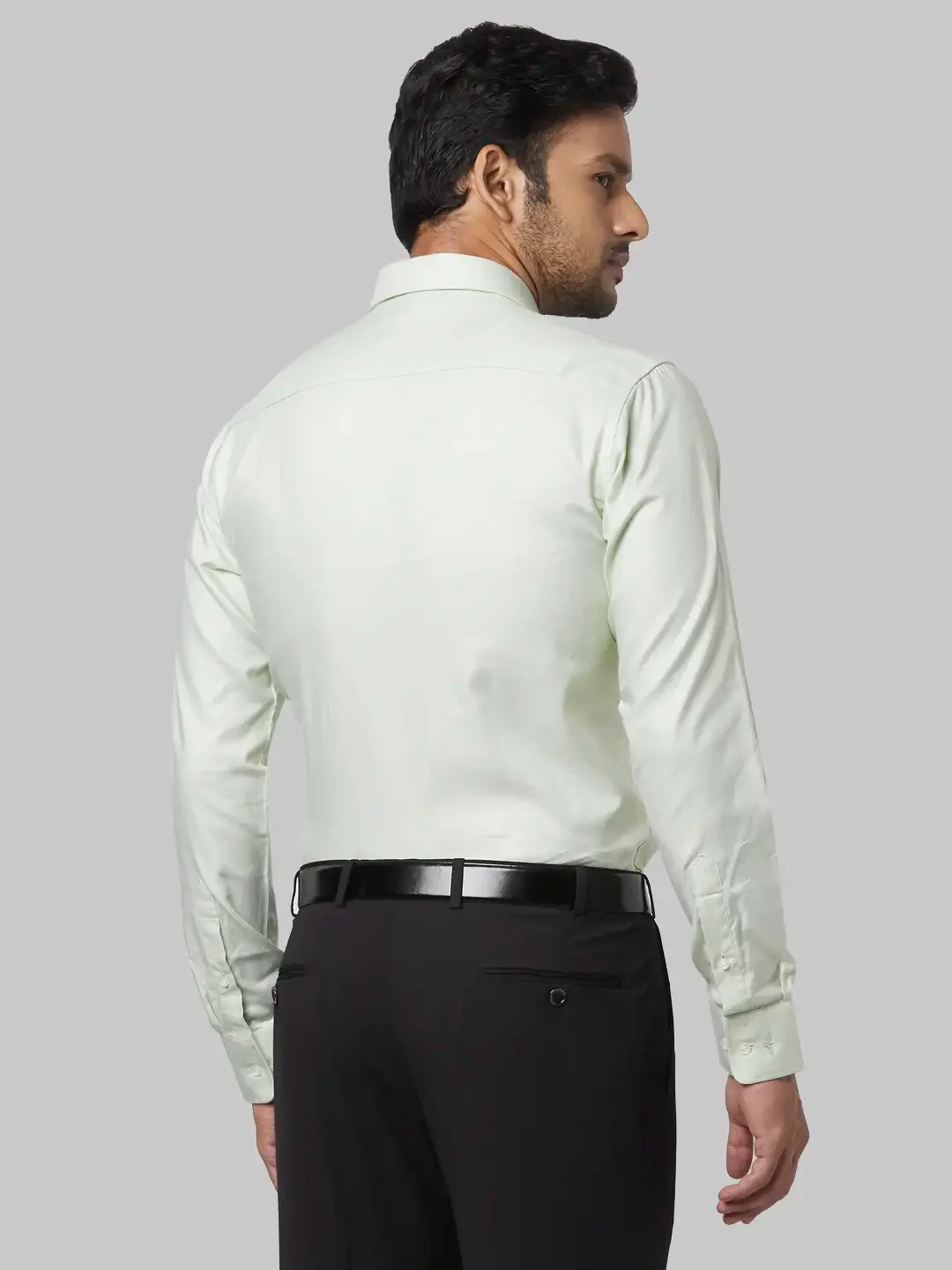 Park Avenue Men Green Structure Slim Fit Cotton Shirt - Image 4