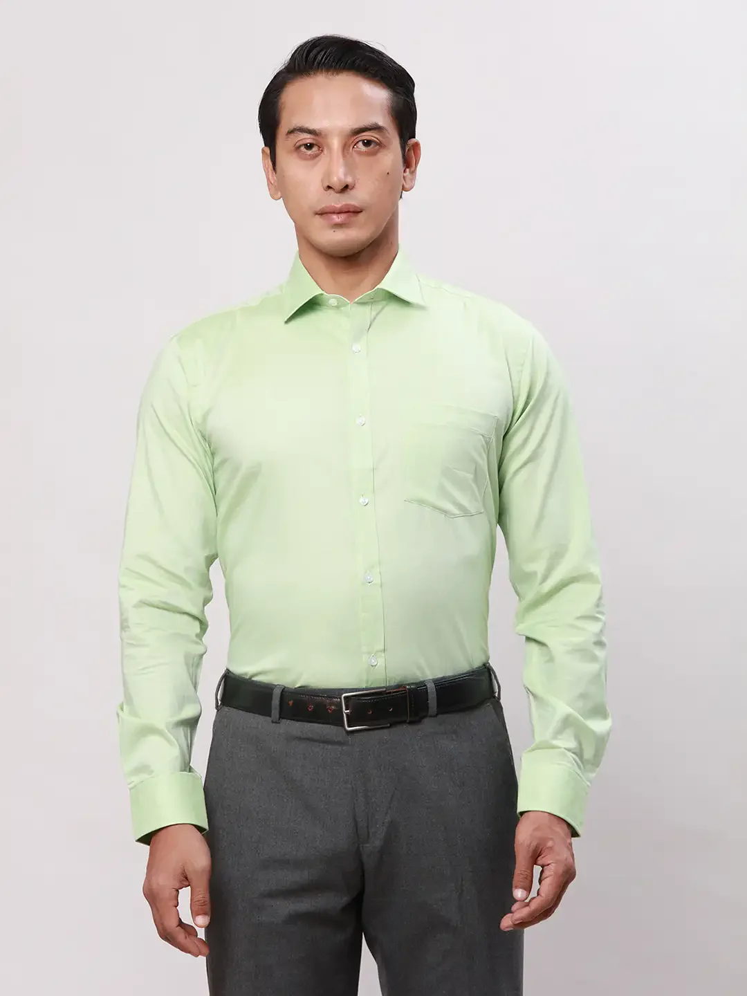 Park Avenue Men Green Structure Slim Fit Cotton Shirts