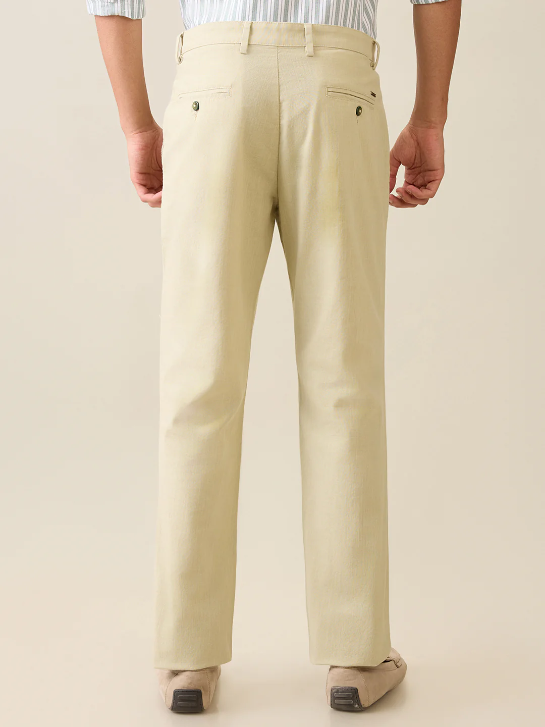 Park Avenue Men Green Structure Slim Fit Cotton Trouser - Image 4