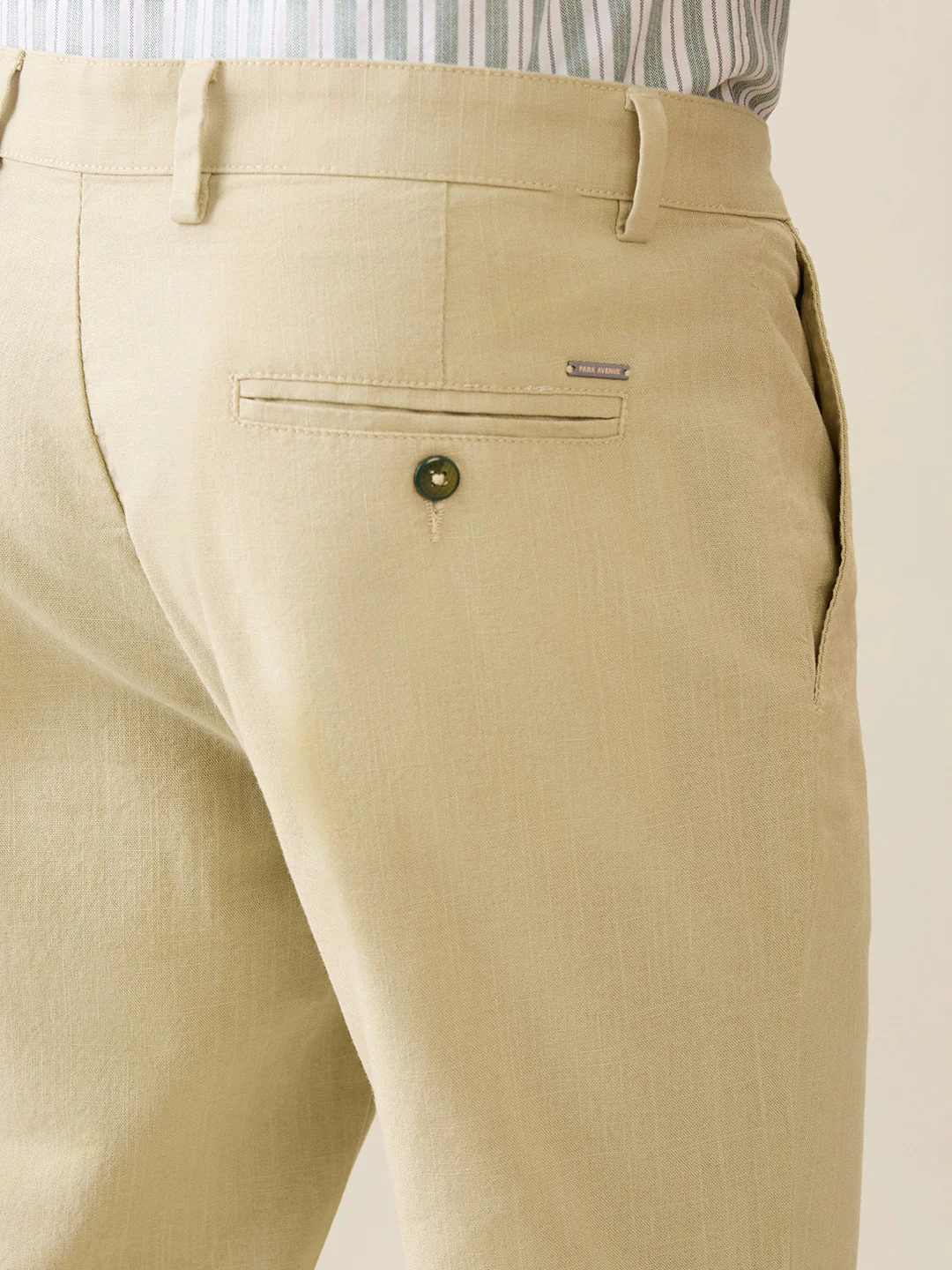Park Avenue Men Green Structure Slim Fit Cotton Trouser - Image 8