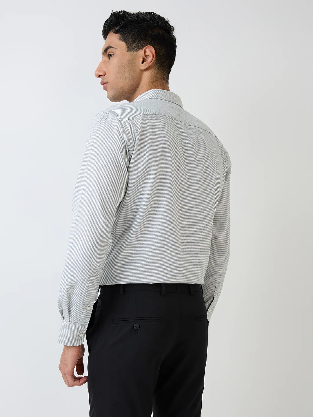 Park Avenue Men Green Structure Slim Fit Polyester Blend Formal Shirt - Image 4