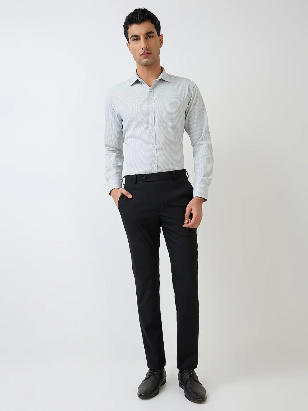 Park Avenue Men Green Structure Slim Fit Polyester Blend Formal Shirt - Image 5