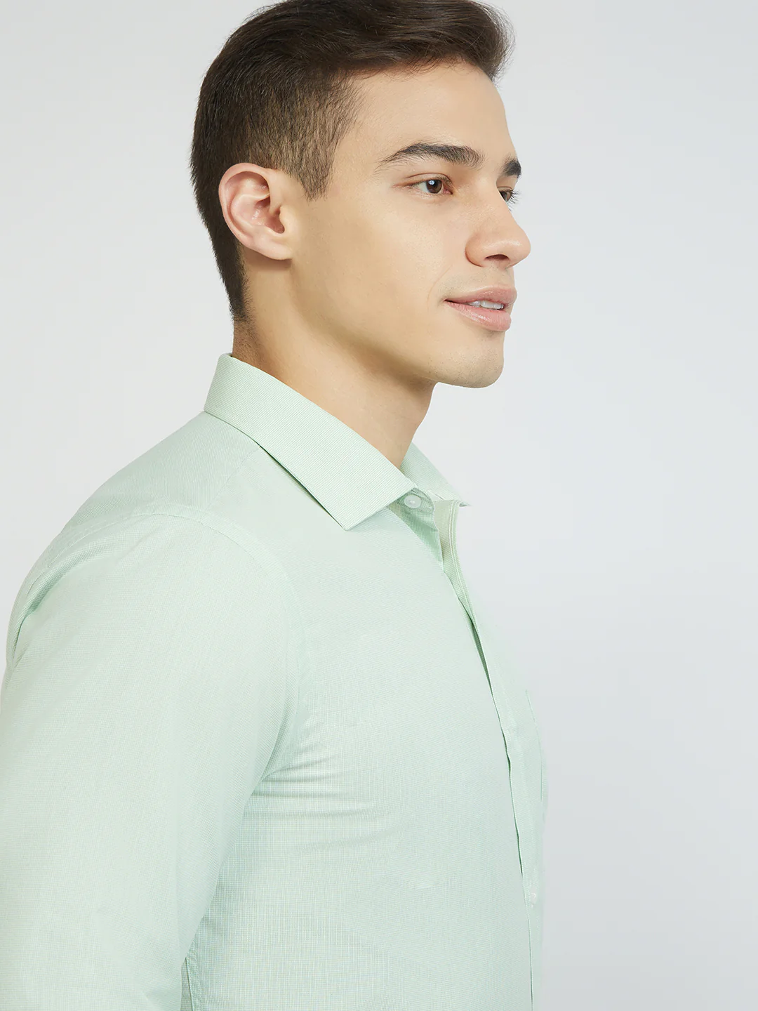 Park Avenue Men Green Structure Slim Fit Polyester Blend Formal Shirt - Image 6