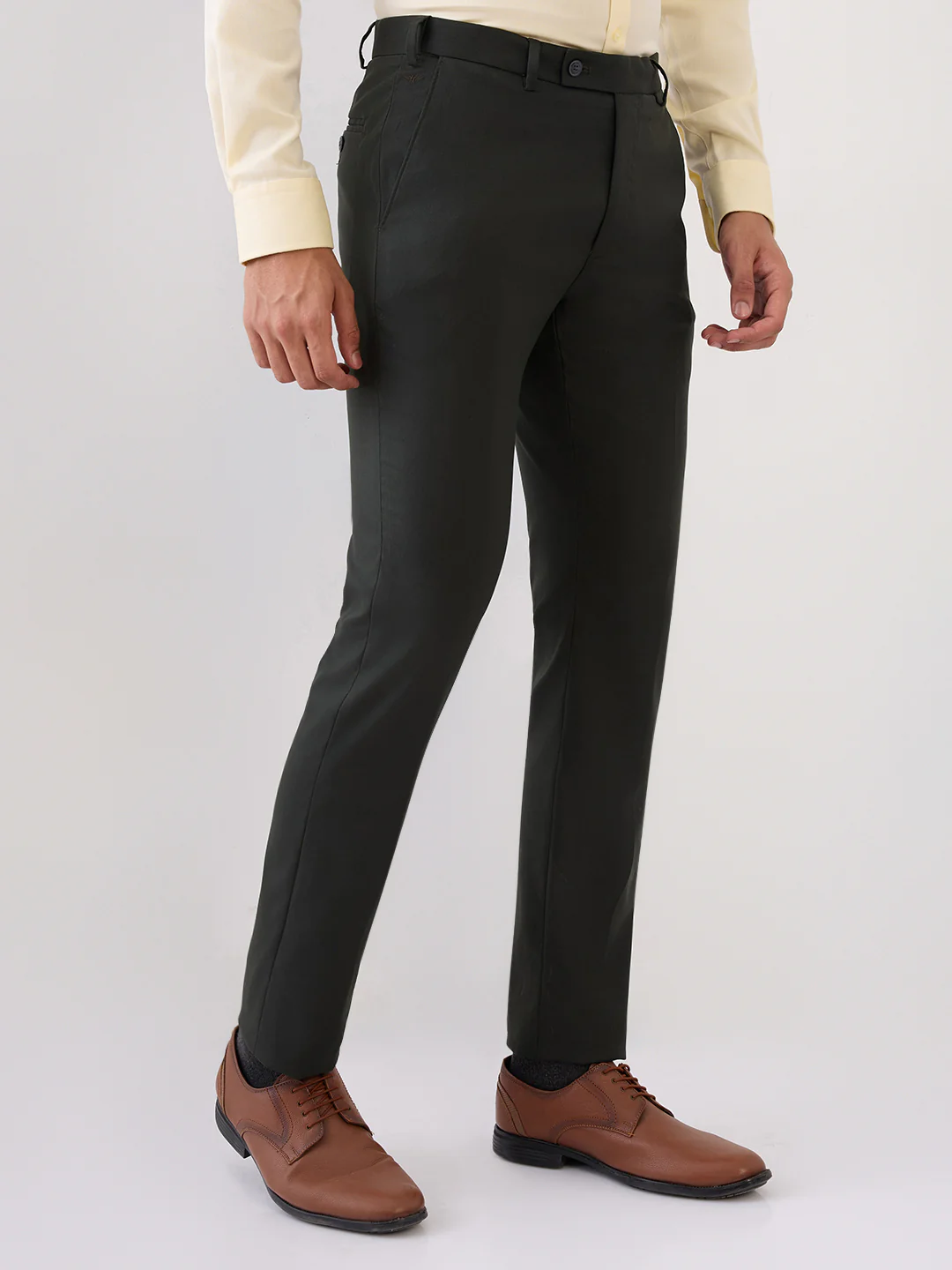Park Avenue Men Green Structure Slim Fit Polyester Blend Trouser - Image 3