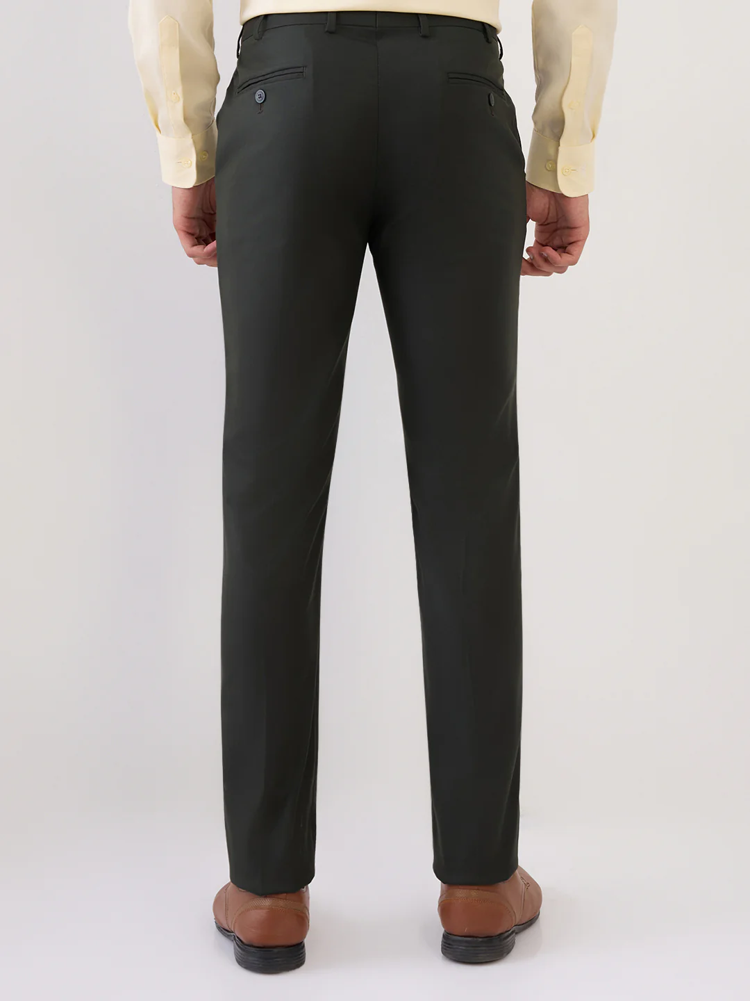 Park Avenue Men Green Structure Slim Fit Polyester Blend Trouser - Image 4