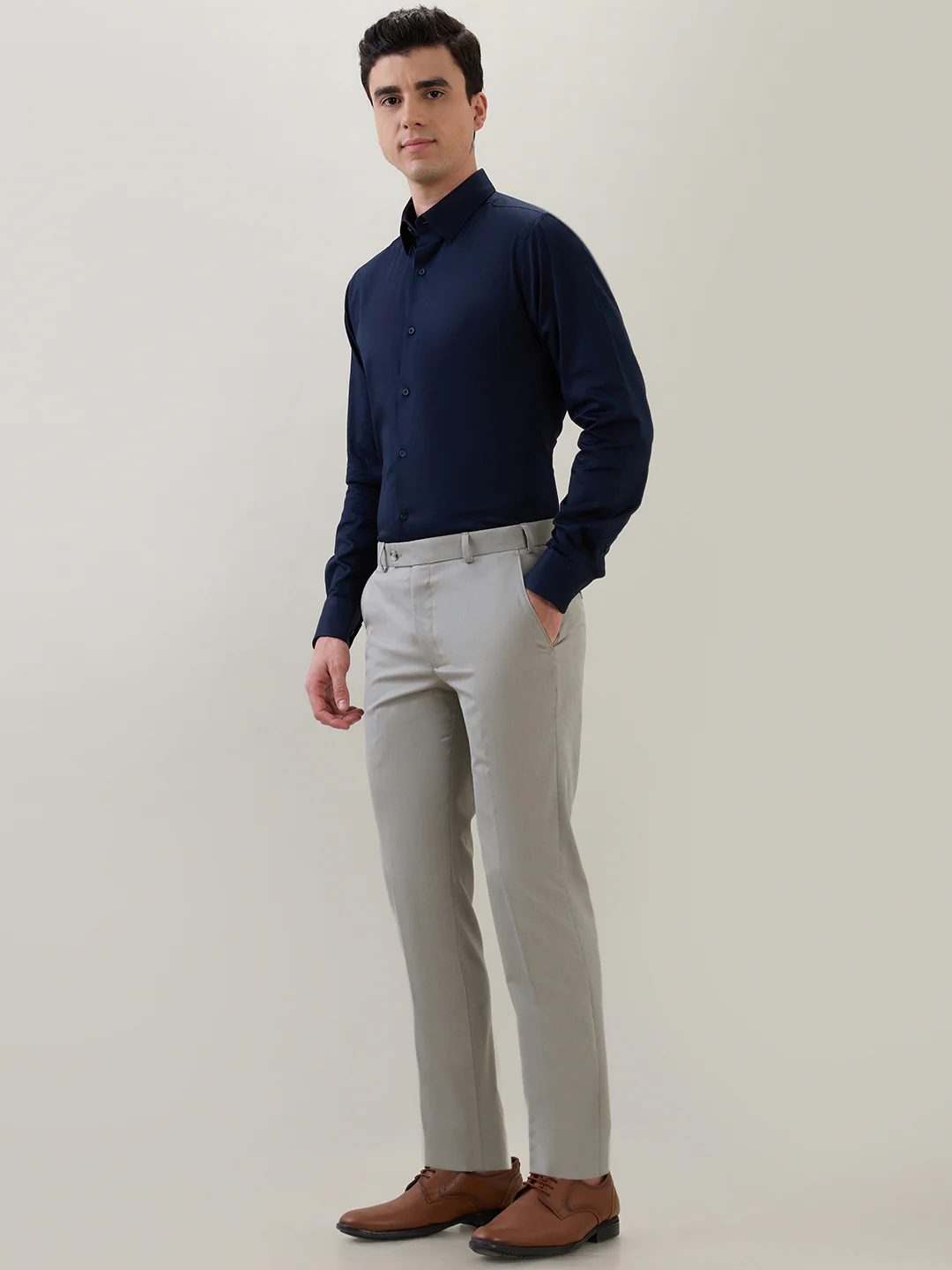 Park Avenue Men Green Structure Super Slim Fit Polyester Blend Trouser - Image 5