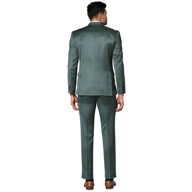 Park Avenue Men Green Super Slim Fit Structured Suit - Image 4