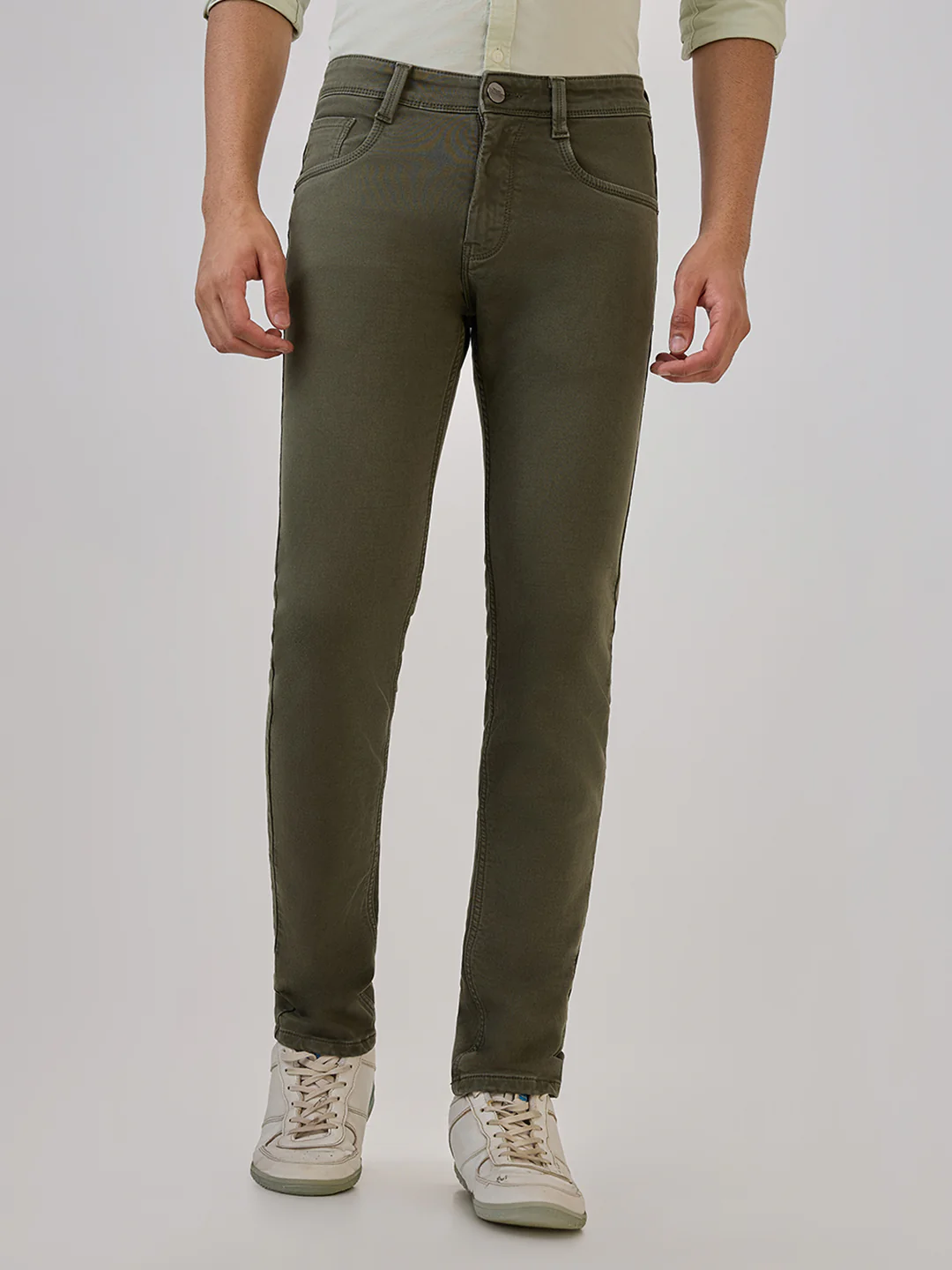 Park Avenue Men Green Twill Super Slim Fit Cotton Blend Jeans