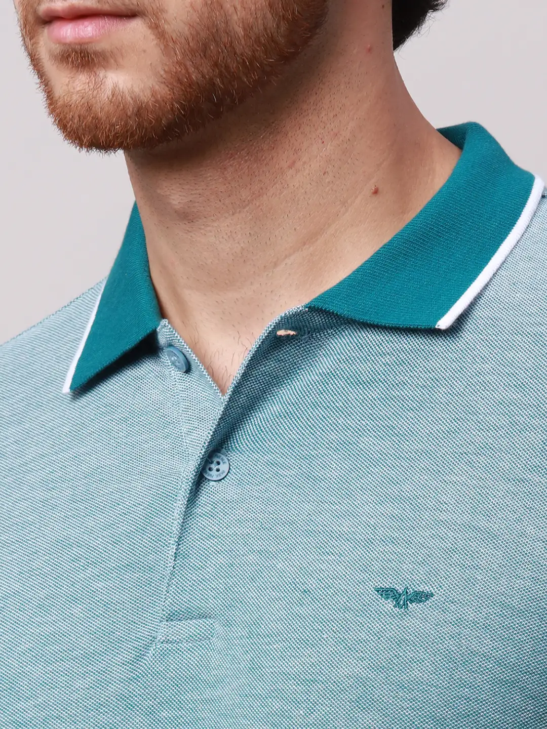 Park Avenue Men Green Two Tone Slim Fit Cotton Blend T-Shirt - Image 7