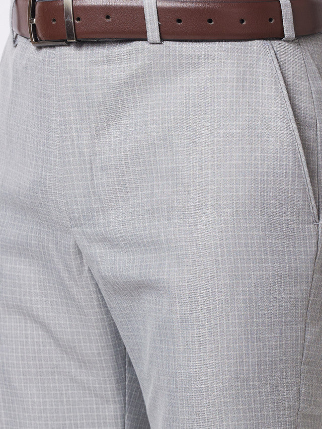 Park Avenue Men Grey Checkered Regular Fit Trouser - Image 6